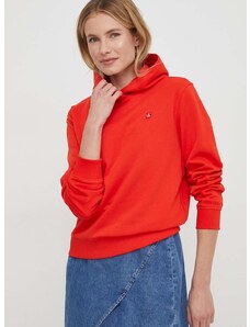 Calvin Klein Jeans felső piros, női, nyomott mintás, kapucnis