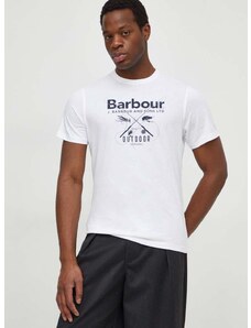 Barbour pamut póló fehér, férfi, nyomott mintás