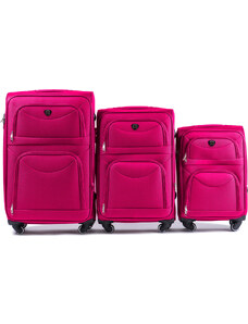 WINGS Sötét rózsaszín utazóbőrönd készlet 6802, , Double red