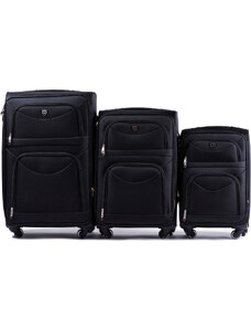 WINGS Fekete utazási bőröndkészlet 6802(2), L,M,S, Black