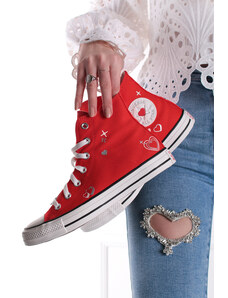Converse Piros hosszú szárú vászon tornacipő Chuck Taylor All Star Y2K Heart