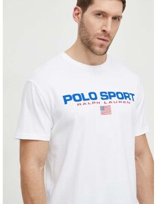 Polo Ralph Lauren pamut póló fehér, férfi, nyomott mintás
