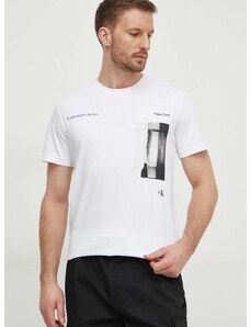 Calvin Klein Jeans pamut póló fehér, férfi, nyomott mintás