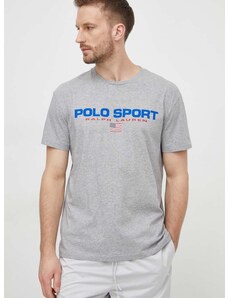 Polo Ralph Lauren pamut póló szürke, férfi, nyomott mintás