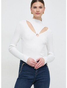 Morgan pulóver könnyű, női, fehér, félgarbó nyakú