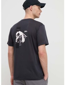 Jack Wolfskin sportos póló Vonnan fekete, nyomott mintás