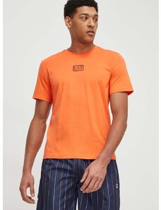 EA7 Emporio Armani pamut póló narancssárga, férfi, sima