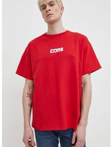 Converse pamut póló piros, férfi, nyomott mintás