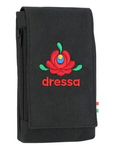 Dressa Phone matyó mintás hímzett nyakba akasztható övre fűzhető univerzális telefontok - fekete