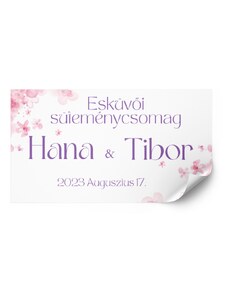 Personal Matrica esküvői süteményes dobozokra - Rózsaszín virágok