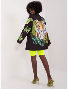 Fashionhunters Black women's oversize blazer with print