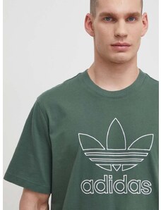 adidas Originals pamut póló Trefoil Tee zöld, férfi, nyomott mintás, IR7993