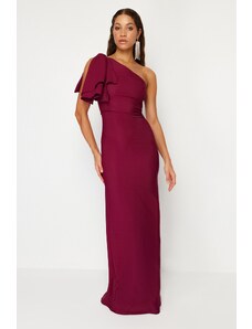 Trendyol Damson Plain Fitted Woven Evening Dress & Prom Dress