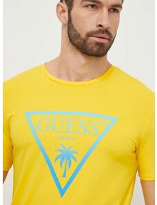 Guess t-shirt sárga, férfi, nyomott mintás, F4GI00 J1311