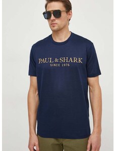 Paul&Shark pamut póló sötétkék, férfi, nyomott mintás, 24411020