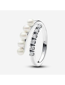 Pandora - Kezelt édesvízi tenyésztett gyöngyök és pavé nyitott végű gyűrű - 193145C01-58