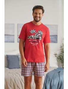 Doctor Nap piros férfi pizsama formula nyomtatással