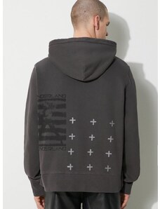 KSUBI pamut melegítőfelső portal kash hoodie szürke, férfi, nyomott mintás, kapucnis, MPS24FL011
