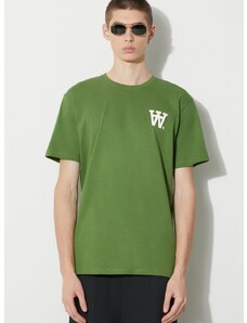 Wood Wood pamut póló Ace AA Logo zöld, férfi, nyomott mintás, 10285709.2222