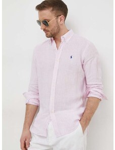 Polo Ralph Lauren len ing legombolt galléros, rózsaszín, regular
