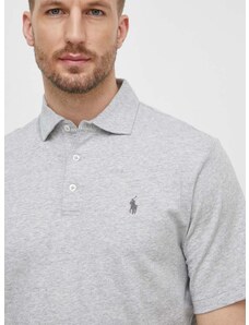 Polo Ralph Lauren póló vászonkeverékből szürke, sima