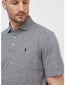 Polo Ralph Lauren póló vászonkeverékből szürke, sima