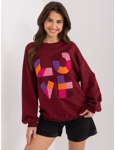FANCY Bordó pulóver színes LOVE felirattal FA-BL-8881.27-bordó