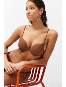 Trendyol Brown Balconette Push Up Bikini Top