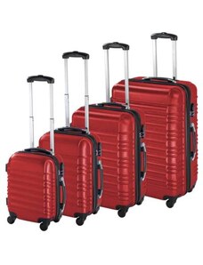 4 db-os merev falú bőrönd szett - piros
