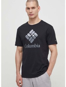 Columbia pamut póló fekete, nyomott mintás, 1888813