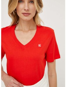 Calvin Klein Jeans pamut póló női, piros