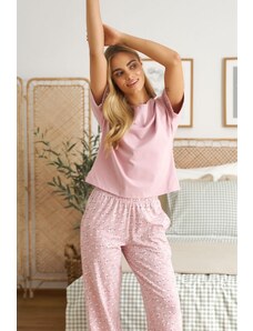DOCTOR NAP Rózsaszín női pizsama lezser nadrággal