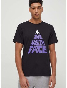 The North Face pamut póló fekete, férfi, nyomott mintás