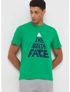 The North Face pamut póló zöld, férfi, nyomott mintás