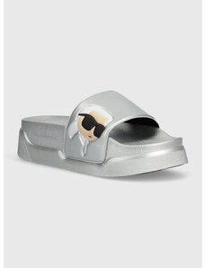 Karl Lagerfeld papucs KONDOMINIUM ezüst, női, platformos, KL88808N