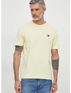 Tommy Jeans pamut póló sárga, férfi, nyomott mintás