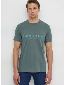 Armani Exchange t-shirt zöld, férfi, nyomott mintás