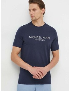 Michael Kors pamut póló sötétkék, férfi, nyomott mintás