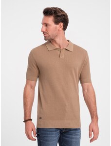 Ombre Clothing Men's structured knit polo shirt - light brown V3 OM-POSS-0117