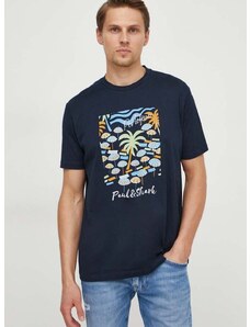 Paul&Shark pamut póló sötétkék, férfi, nyomott mintás, 24411110