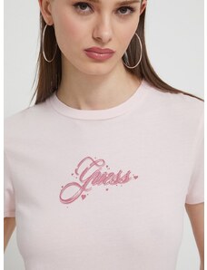 Guess Originals pamut póló női, rózsaszín