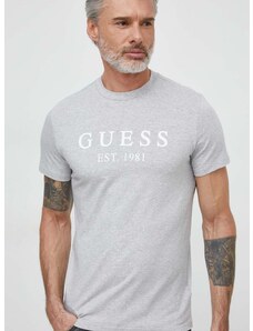 Guess t-shirt szürke, férfi, nyomott mintás