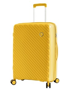 SNOWBALL ferde bordás sárga bővíthető közepes bőrönd SB20703-Sárga M