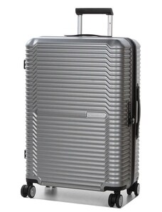 SNOWBALL vízszintes bordás ezüstszürke közepes bőrönd SB20603Ezüst M