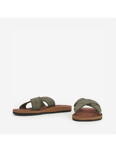 Barbour Tartan Toeman Beach Sandals — Olive Tartan