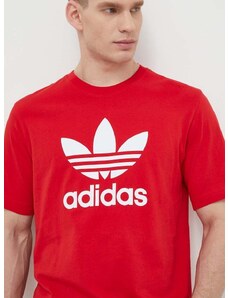 adidas Originals pamut póló Trefoil piros, férfi, nyomott mintás, IR8009