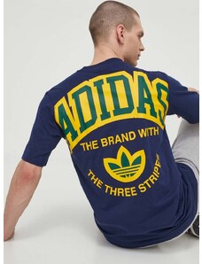 adidas Originals pamut póló sötétkék, férfi, nyomott mintás, IS0184