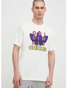 adidas Originals pamut póló bézs, férfi, nyomott mintás, IS2911
