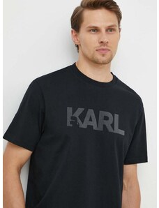 Karl Lagerfeld pamut póló fekete, férfi, nyomott mintás