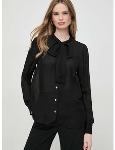 MICHAEL Michael Kors selyem ing fűzős nyakkivágású, fekete, regular